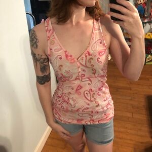 Y2k Pink paisley tank top with a boho vibe